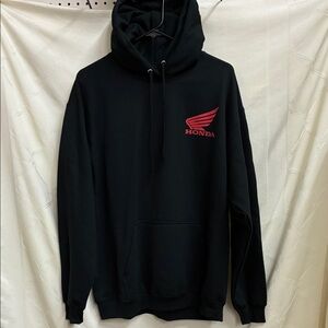 Men's Honda Fox Valley Cycles Black Hoodie with Red Wing Logo